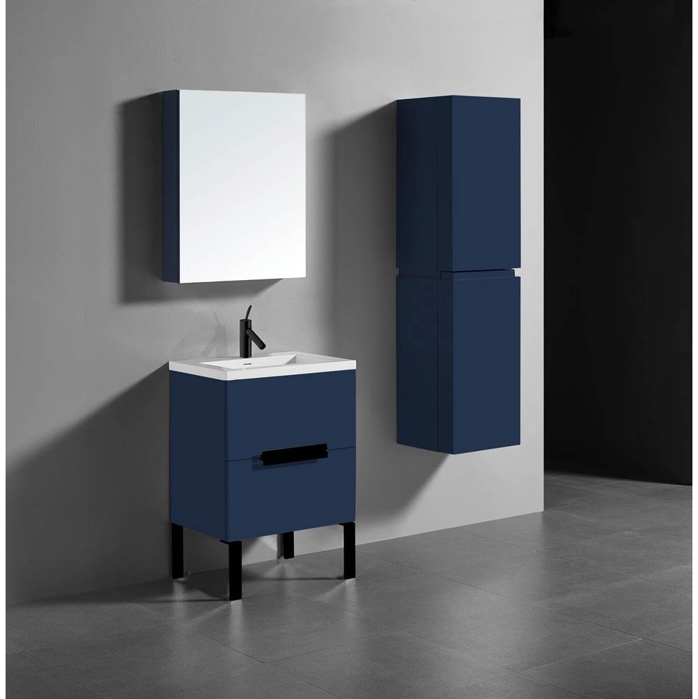 Madeli - Madeli Soho 24'' Free standing Vanity Cabinet in Sapphire/HW: Matte Black(MB) - Sapphire With Matte Black
