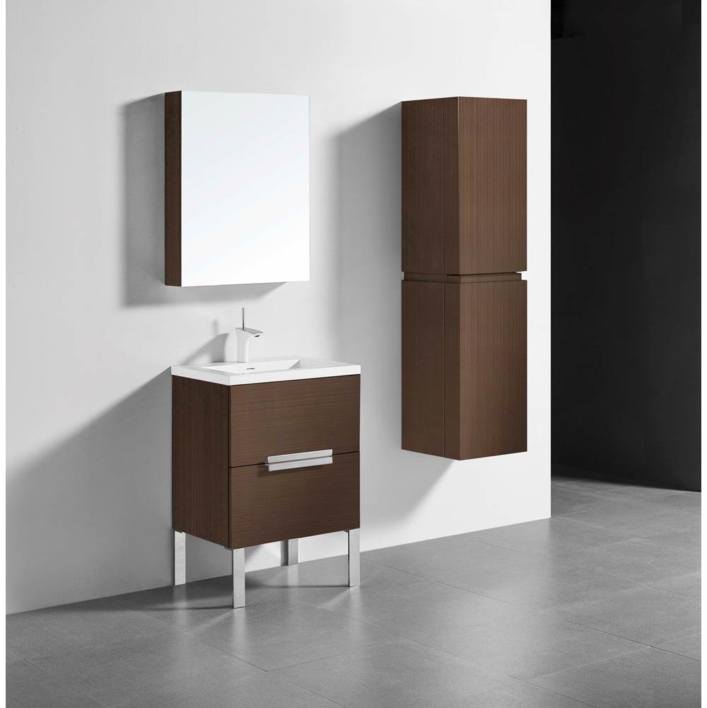 Madeli - Madeli Soho 24'' Free standing Vanity Cabinet in Walnut/HW: Polished Chrome(PC) - Walnut With Polished Chrome