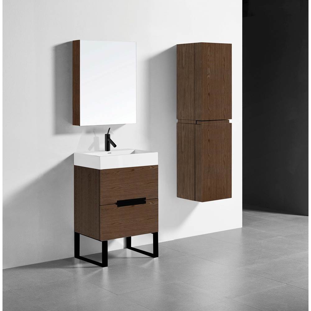 Madeli - Madeli Soho 24'' Free standing Vanity Cabinet in Brandy/HW: Matte Black(MB) - Brandy With Matte Black