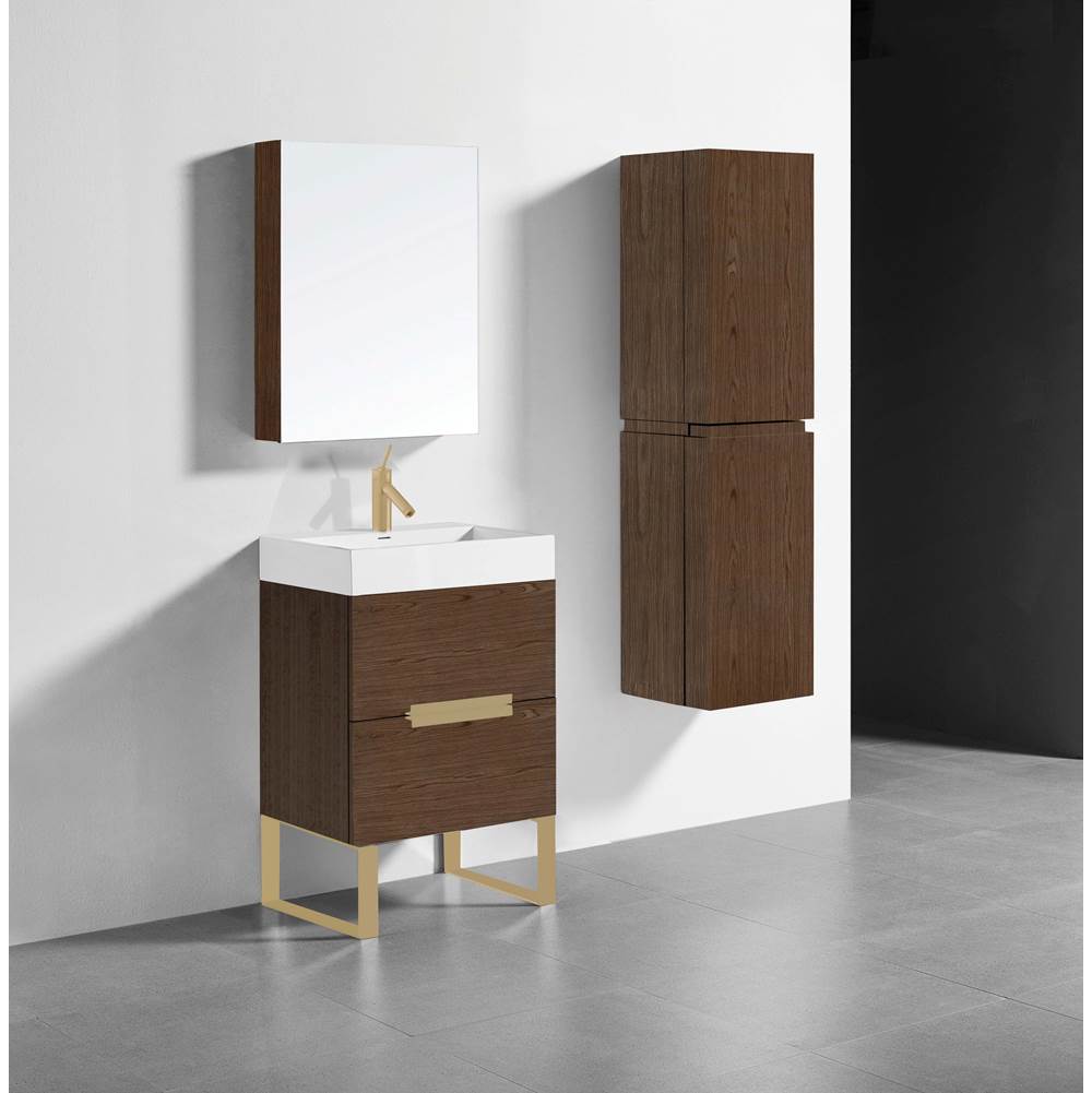 Madeli - Madeli Soho 24'' Free standing Vanity Cabinet in Brandy/HW: Satin Brass(SB) - Brandy With Satin Brass