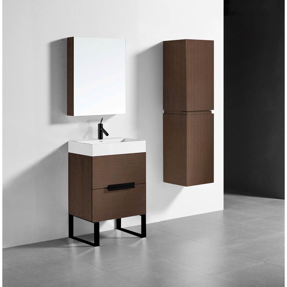 Madeli - Madeli Soho 24'' Free standing Vanity Cabinet in Walnut/HW: Matte Black(MB) - Walnut With Matte Black
