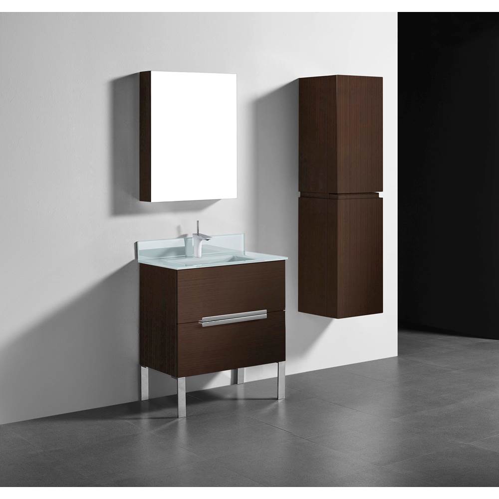 Madeli - Madeli Soho 30'' Free standing Vanity Cabinet in Walnut/HW: Polished Nickel(PN) - Walnut With Polished Nickel