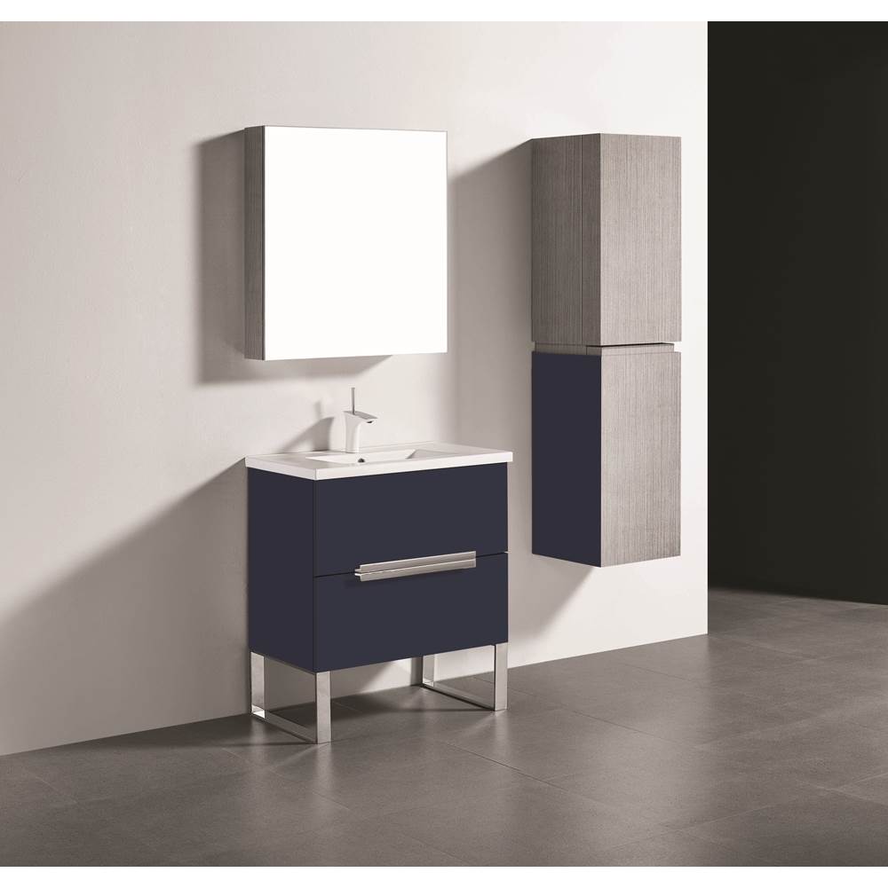 Madeli - Madeli Soho 30'' Free standing Vanity Cabinet in Sapphire/HW: Matte Black(MB) - Sapphire With Matte Black
