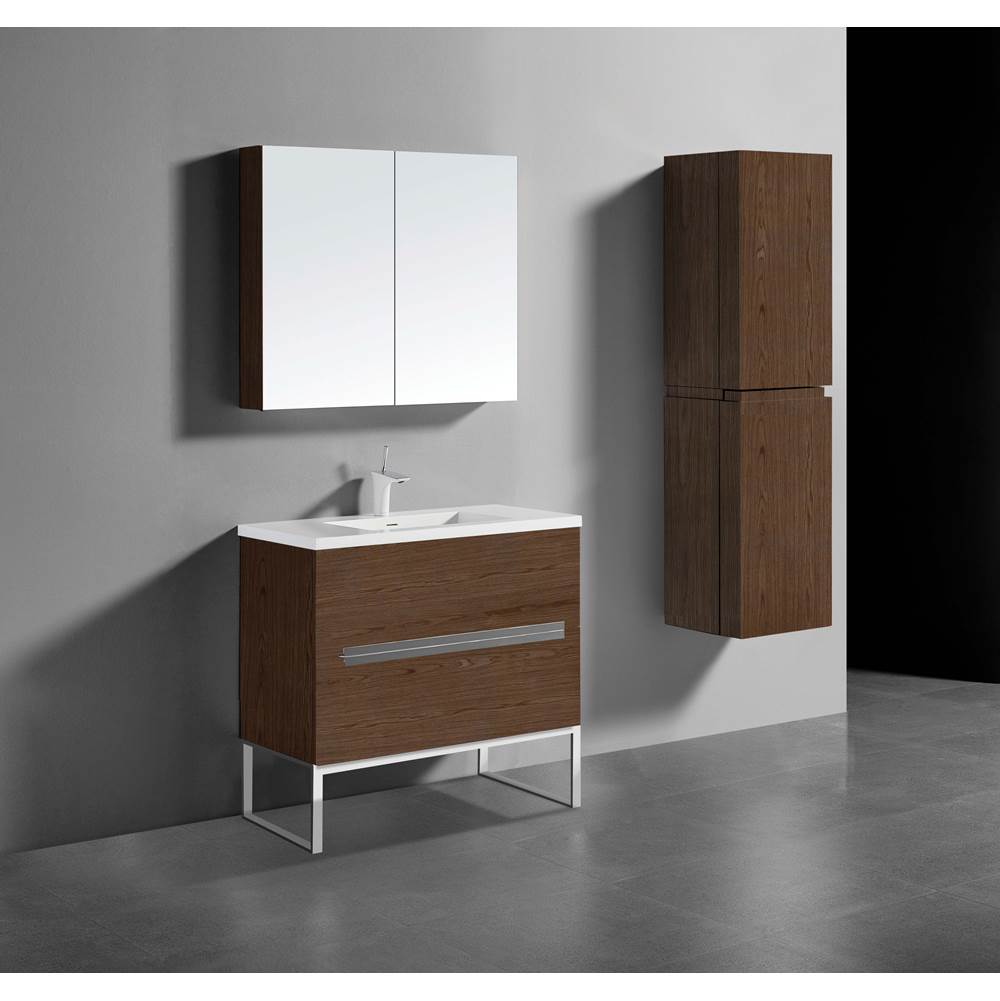 Madeli - Madeli Soho 36'' Free standing Vanity Cabinet in Brandy/HW: Polished Chrome(PC) - Brandy With Polished Chrome