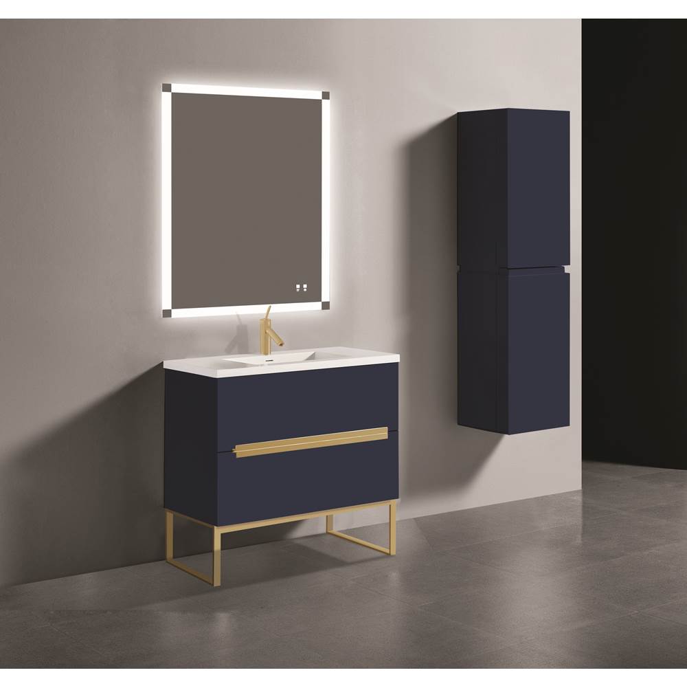 Madeli - Madeli Soho 36'' Free standing Vanity Cabinet in Sapphire/HW: Satin Brass(SB) - Sapphire With Satin Brass