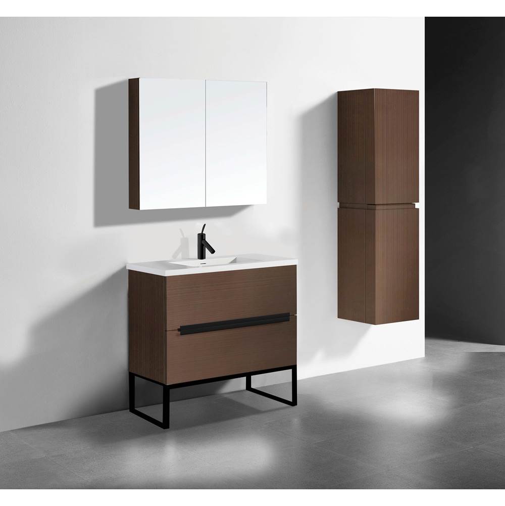 Madeli - Madeli Soho 36'' Free standing Vanity Cabinet in Walnut/HW: Matte Black(MB) - Walnut With Matte Black