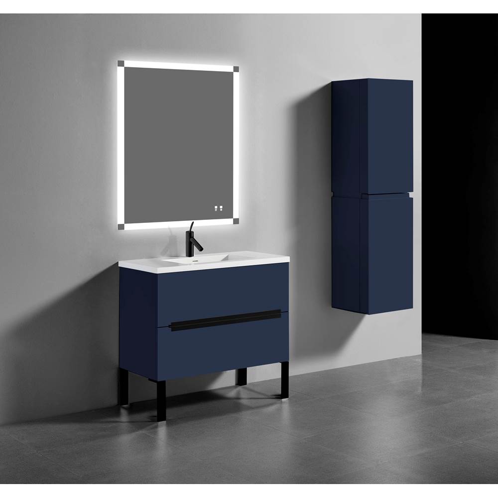 Madeli - Madeli Soho 36'' Free standing Vanity Cabinet in Sapphire/HW: Matte Black(MB) - Sapphire With Matte Black