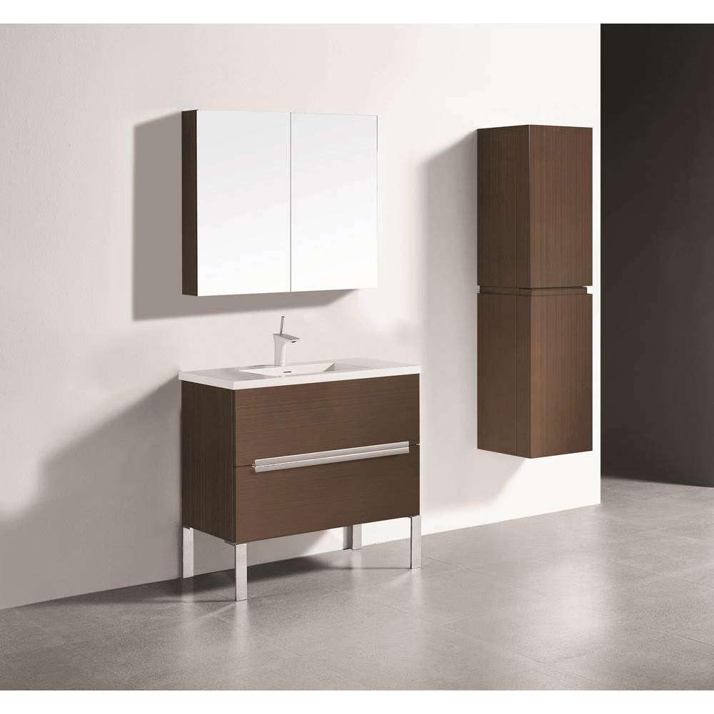 Madeli - Madeli Soho 36'' Free standing Vanity Cabinet in Walnut/HW: Polished Nickel(PN) - Walnut With Polished Nickel