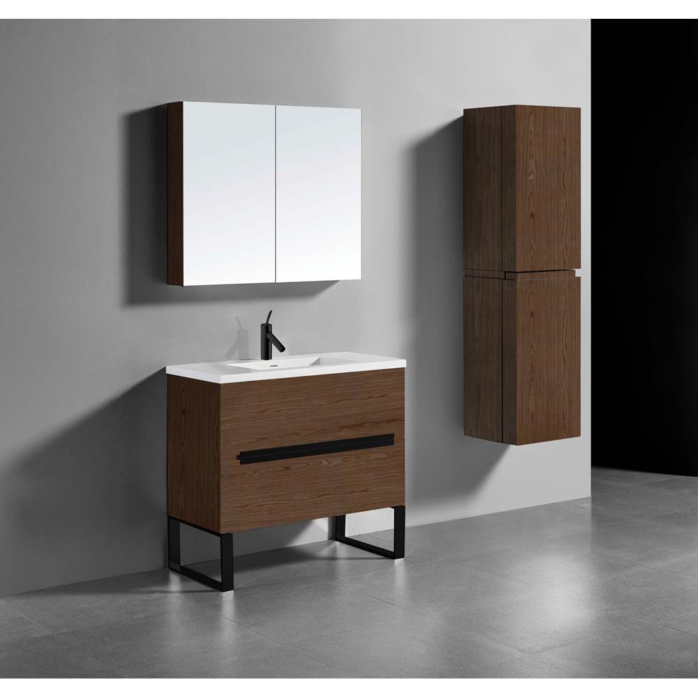 Madeli - Madeli Soho 36'' Free standing Vanity Cabinet in Brandy/HW: Matte Black(MB) - Brandy With Matte Black