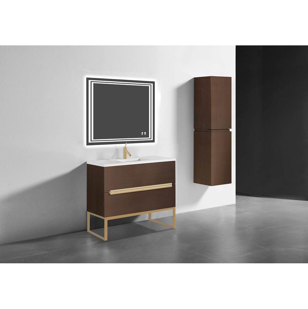 Madeli - Madeli Soho 42'' Free standing Vanity Cabinet in Walnut/HW: Satin Brass(SB) - Walnut With Satin Brass