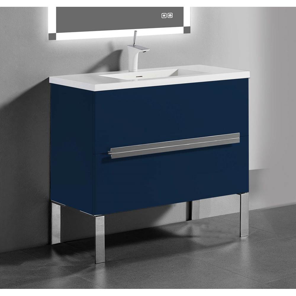 Madeli - Madeli Soho 42'' Free standing Vanity Cabinet in Sapphire/HW: Satin Brass(SB) - Sapphire With Satin Brass