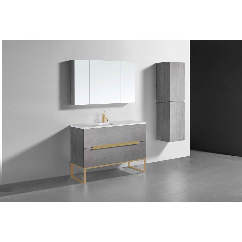 Madeli - Madeli Soho 48C'' Free standing Vanity Cabinet in Ash Grey/HW: Satin Brass(SB) - Ash Gray With Satin Brass