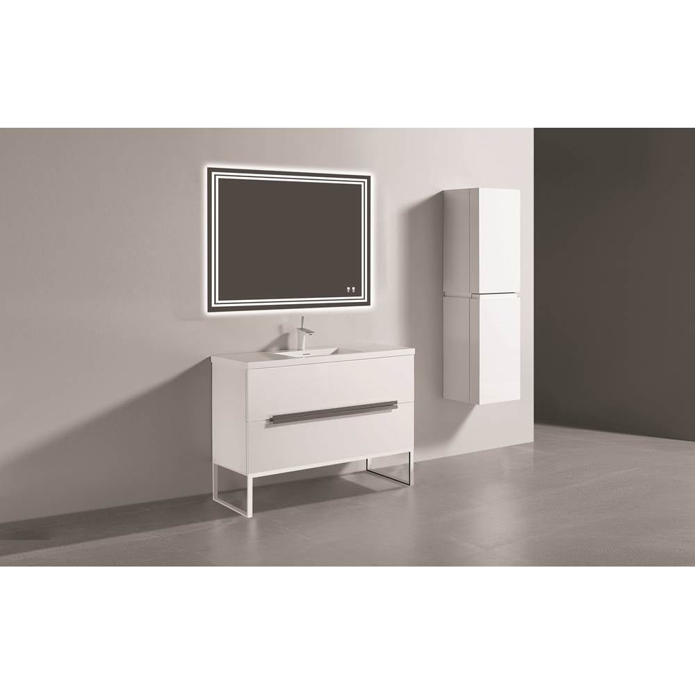 Madeli - Madeli Soho 48C'' Free standing Vanity Cabinet in White/HW: Polished Nickel(PN) - White With Polished Nickel