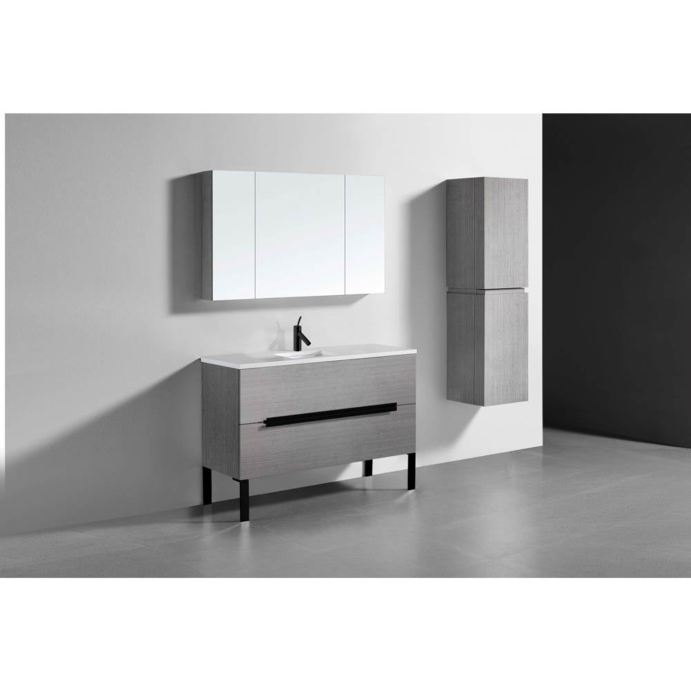 Madeli - Madeli Soho 48C'' Free standing Vanity Cabinet in Ash Grey/HW: Matte Black(MB) - Ash Gray With Matte Black