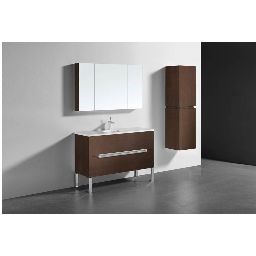 Madeli - Madeli Soho 48C'' Free standing Vanity Cabinet in Walnut/HW: Polished Nickel(PN) - Walnut With Polished Nickel