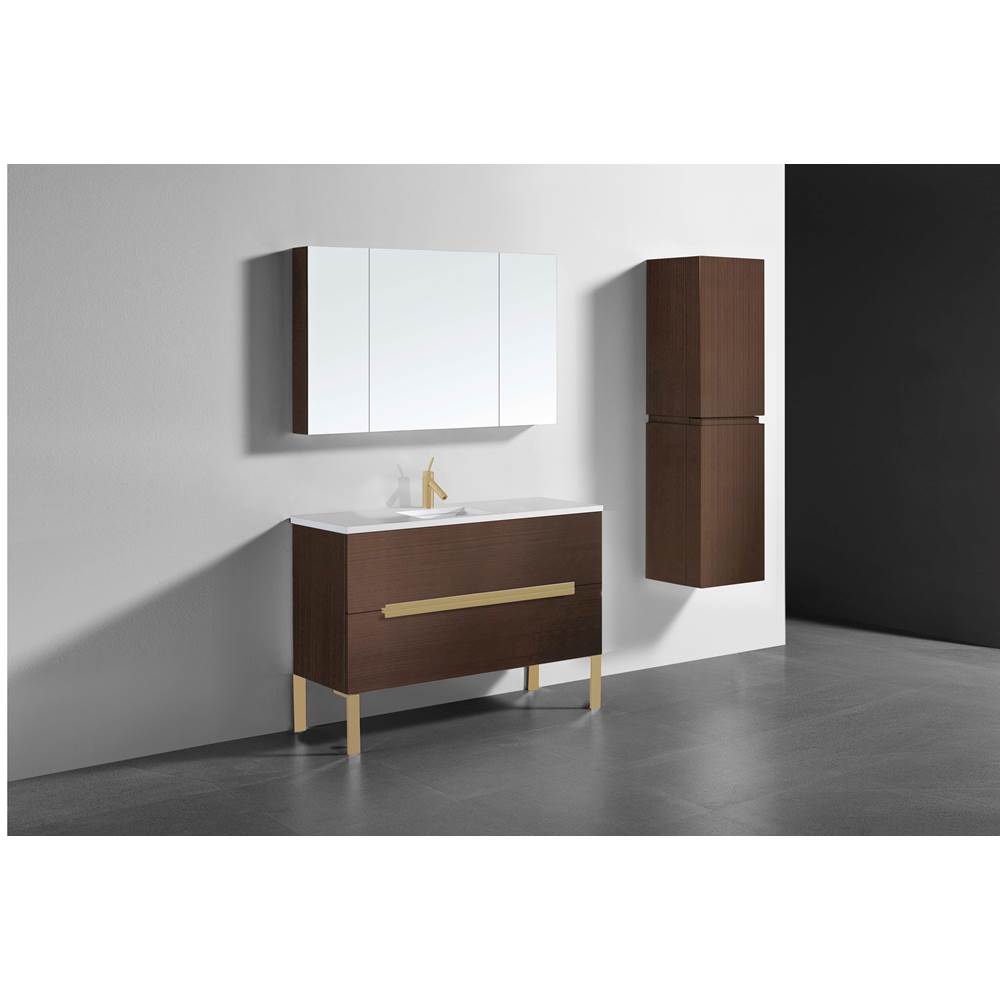 Madeli - Madeli Soho 48C'' Free standing Vanity Cabinet in Walnut/HW: Satin Brass(SB) - Walnut With Satin Brass