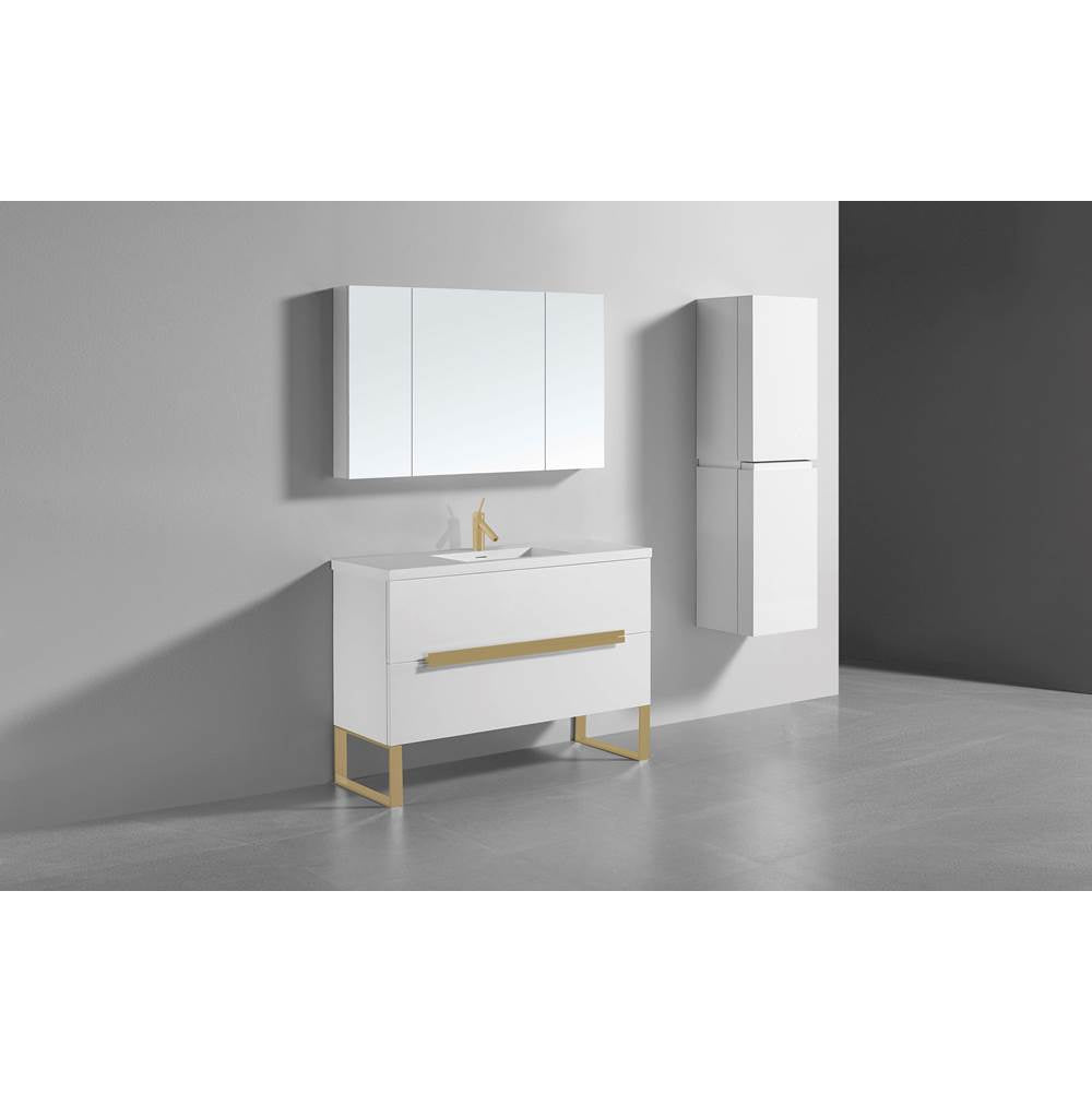 Madeli - Madeli Soho 48C'' Free standing Vanity Cabinet in White/HW: Satin Brass(SB) - White With Satin Brass