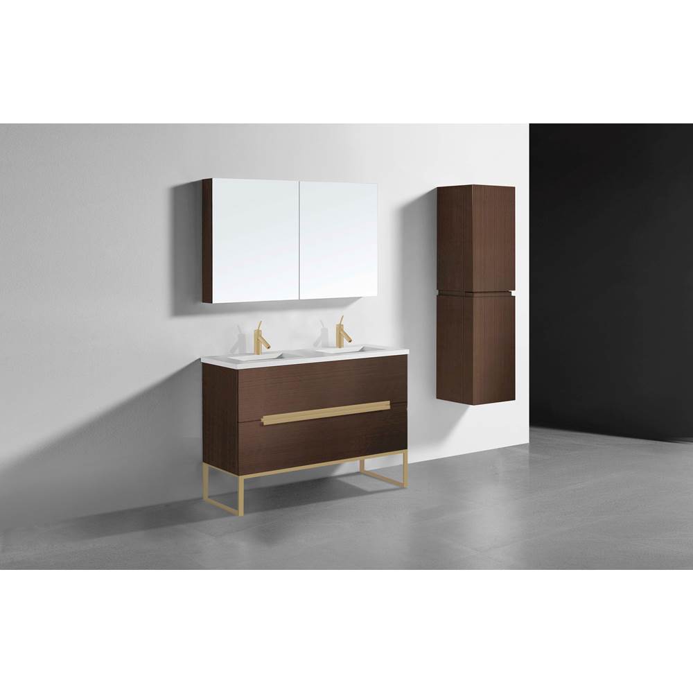 Madeli - Madeli Soho 48D'' Free standing Vanity Cabinet in Walnut/HW: Satin Brass(SB) - Walnut With Satin Brass