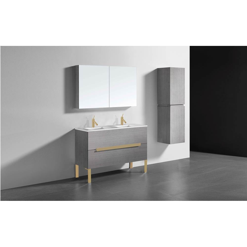 Madeli - Madeli Soho 48D'' Free standing Vanity Cabinet in Ash Grey/HW: Satin Brass(SB) - Ash Gray With Satin Brass