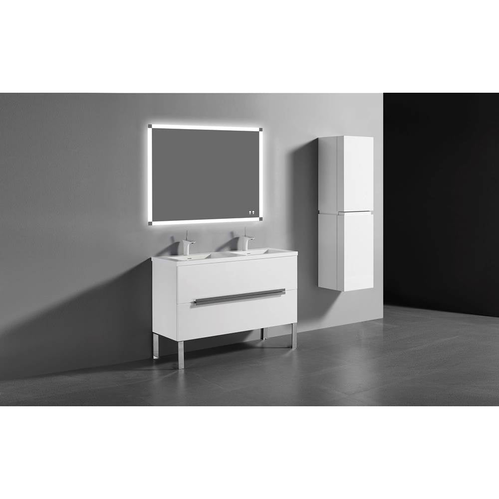 Madeli - Madeli Soho 48D'' Free standing Vanity Cabinet in White/HW: Polished Chrome(PC) - White With Polished Chrome