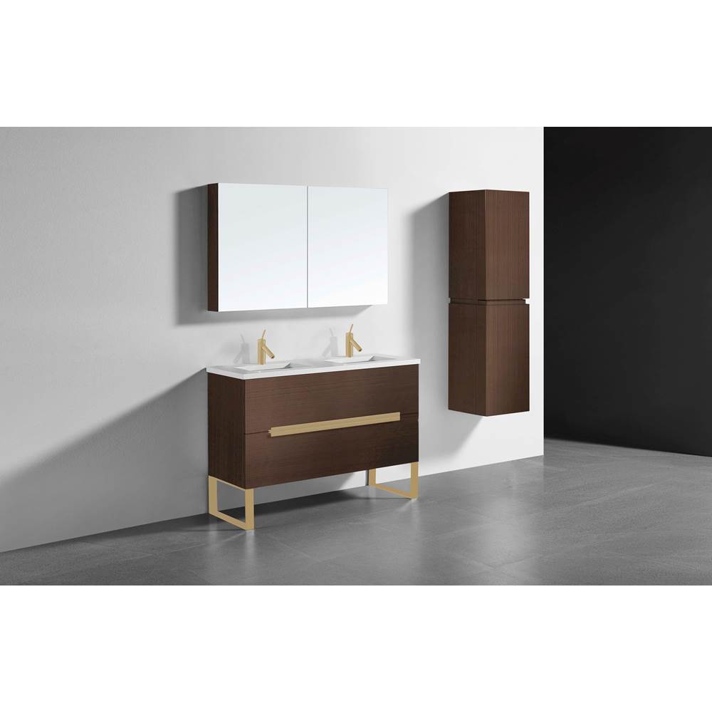 Madeli - Madeli Soho 48D'' Free standing Vanity Cabinet in Walnut/HW: Satin Brass(SB) - Walnut With Satin Brass