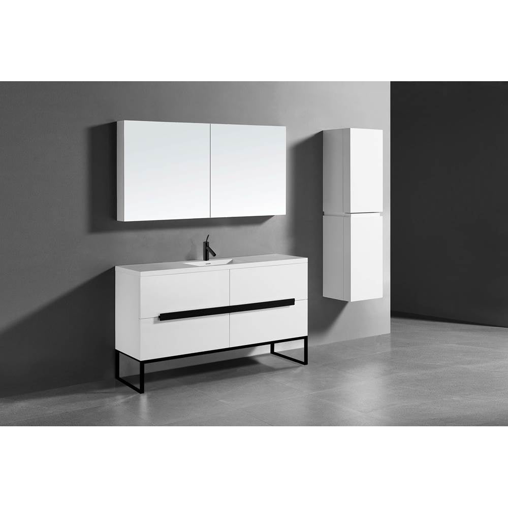 Madeli - Madeli Soho 60C'' Free standing Vanity Cabinet in White/HW: Matte Black(MB) - White With Matte Black