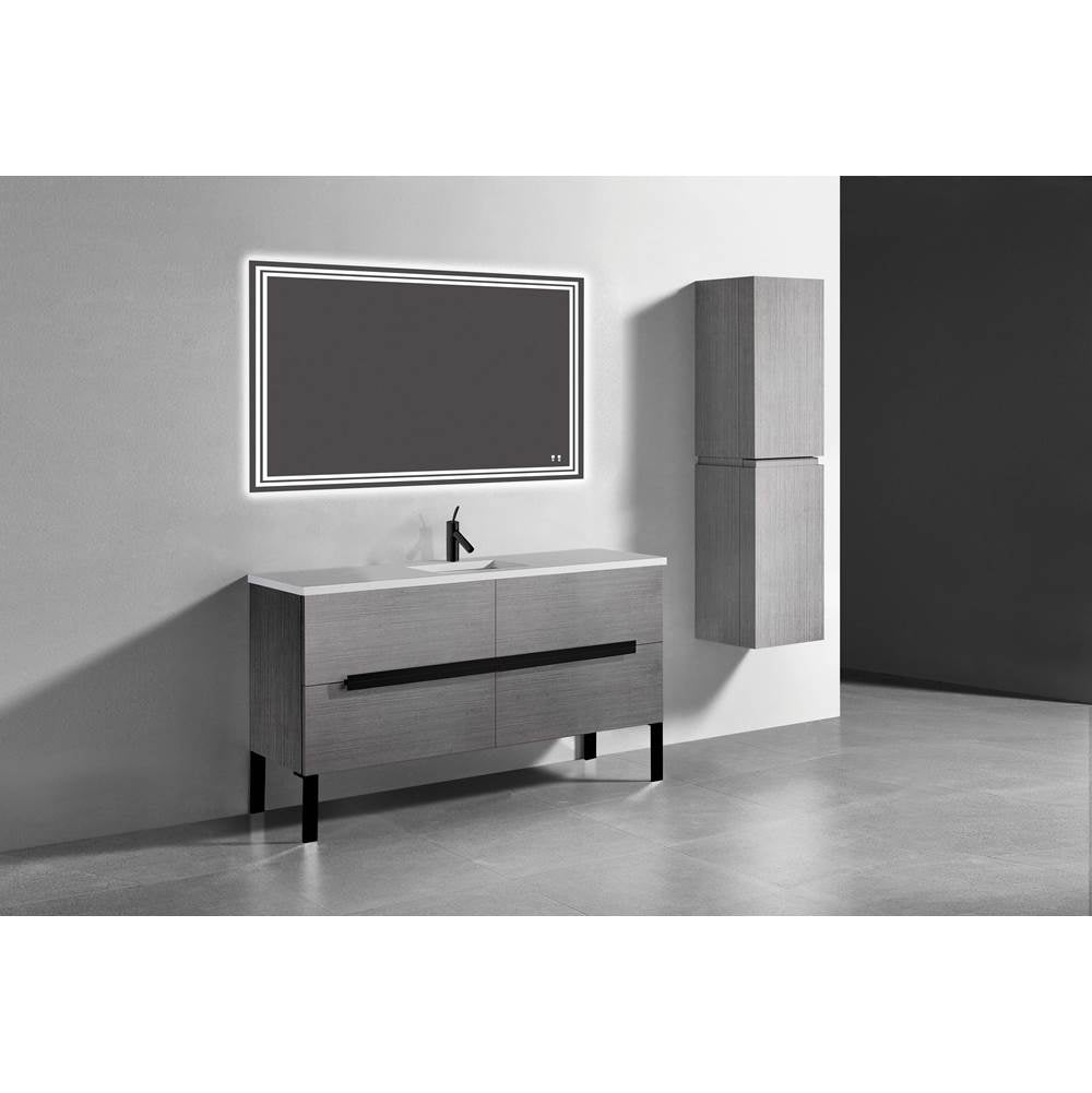 Madeli - Madeli Soho 60C'' Free standing Vanity Cabinet in Ash Grey/HW: Matte Black(MB) - Ash Gray With Matte Black