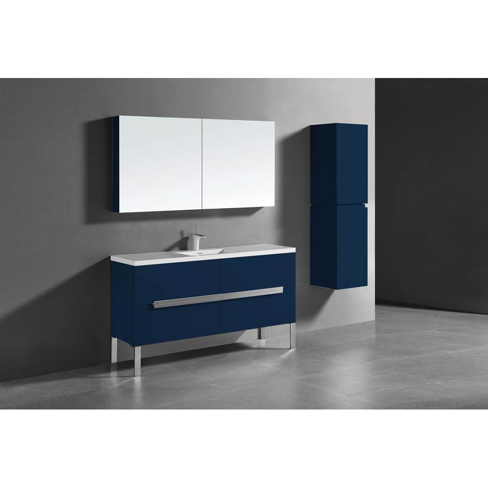 Madeli - Madeli Soho 60C'' Free standing Vanity Cabinet in Sapphire/HW: Polished Chrome(PC) - Sapphire With Polished Chrome