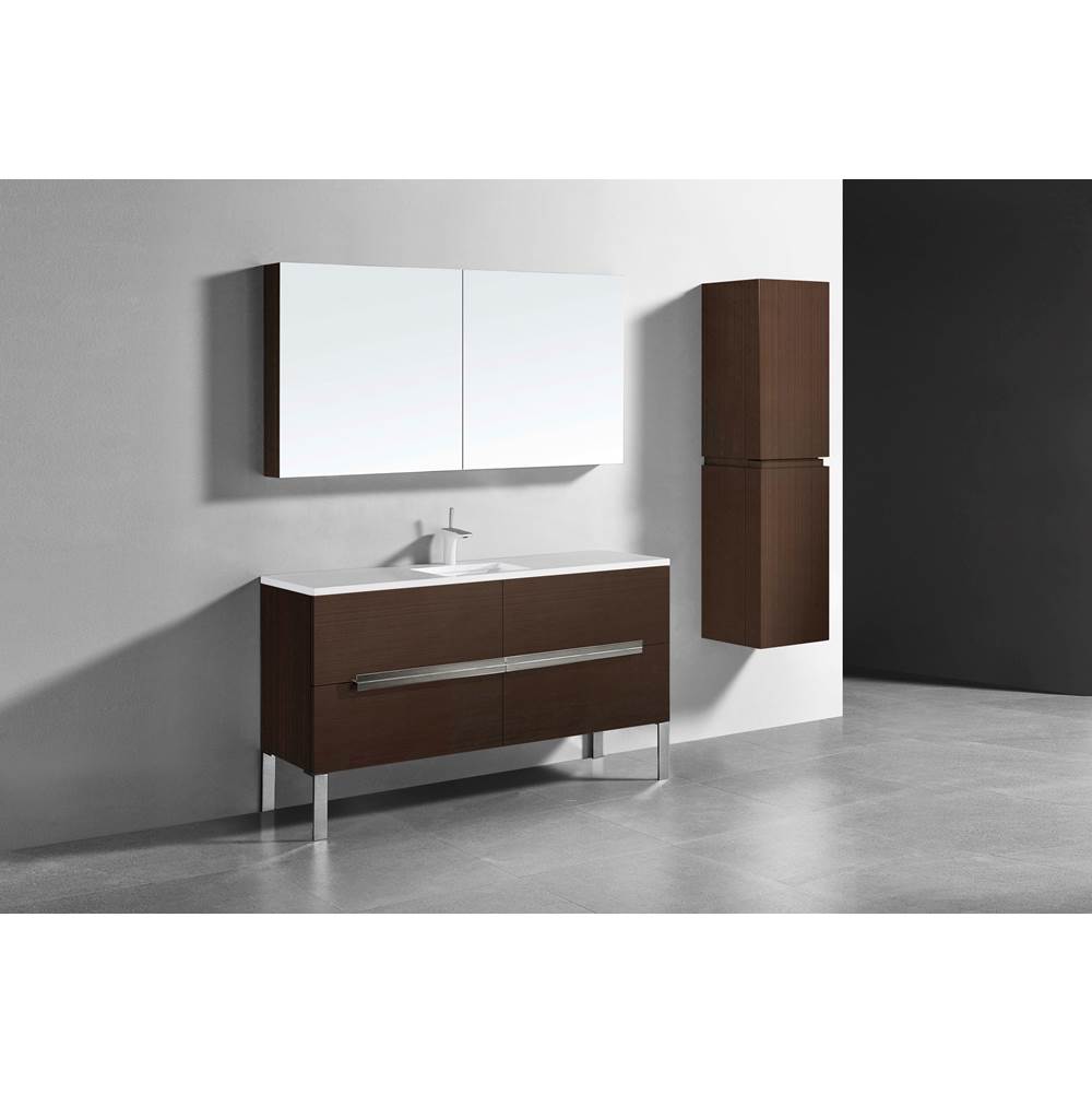 Madeli - Madeli Soho 60C'' Free standing Vanity Cabinet in Walnut/HW: Polished Chrome(PC) - Walnut With Polished Chrome