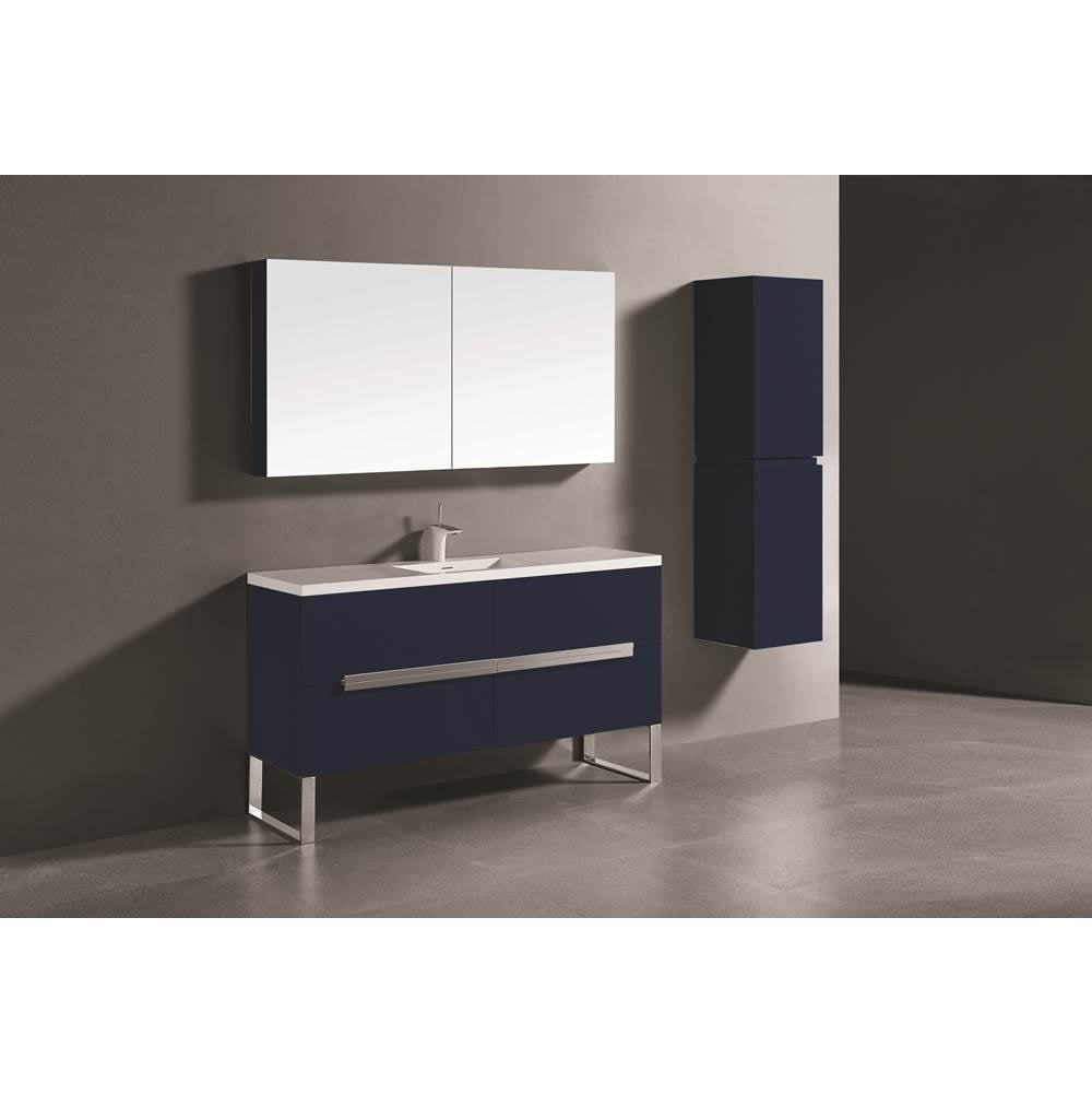 Madeli - Madeli Soho 60C'' Free standing Vanity Cabinet in Sapphire/HW: Polished Chrome(PC) - Sapphire With Polished Chrome