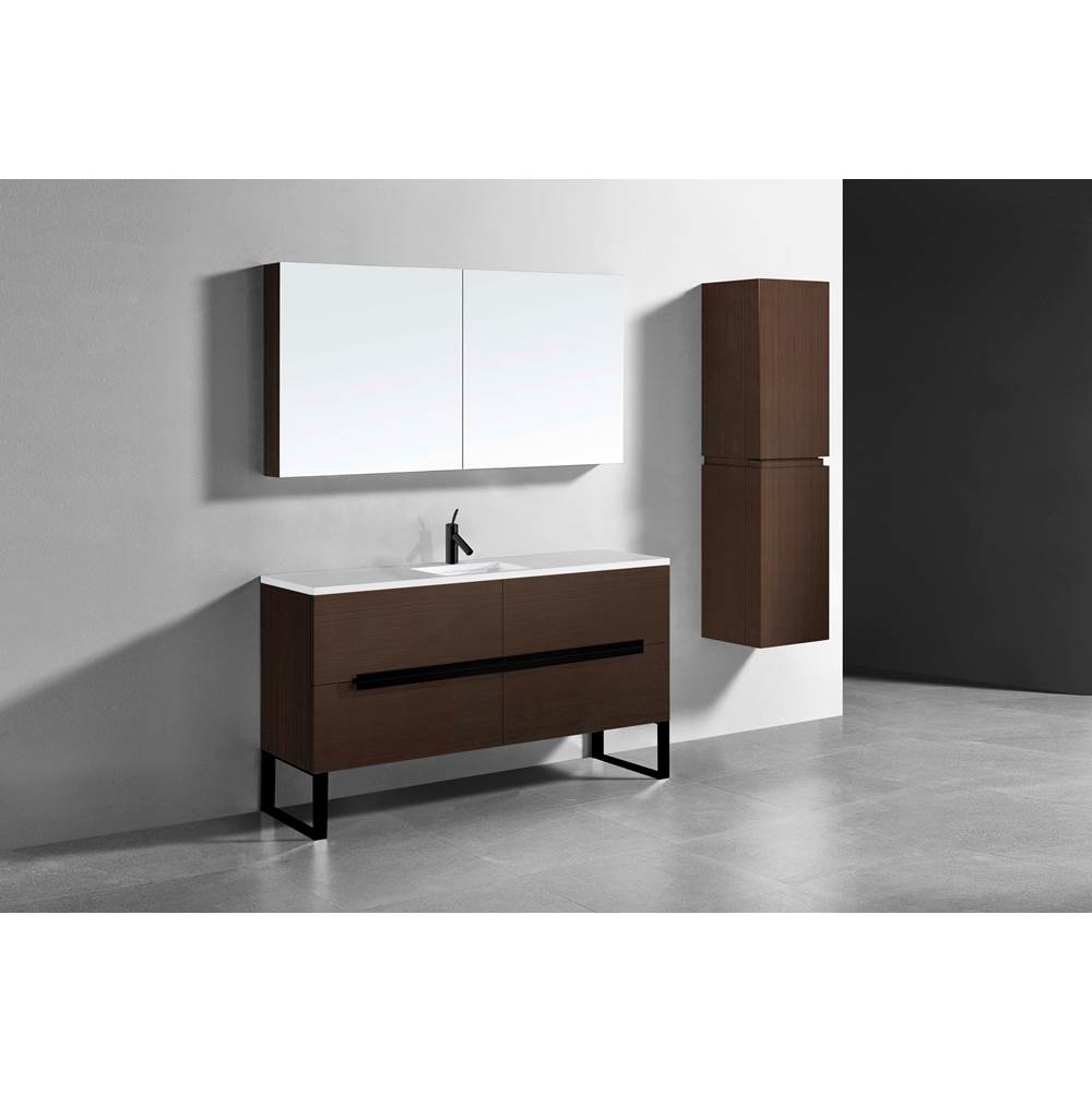 Madeli - Madeli Soho 60C'' Free standing Vanity Cabinet in Walnut/HW: Matte Black(MB) - Walnut With Matte Black