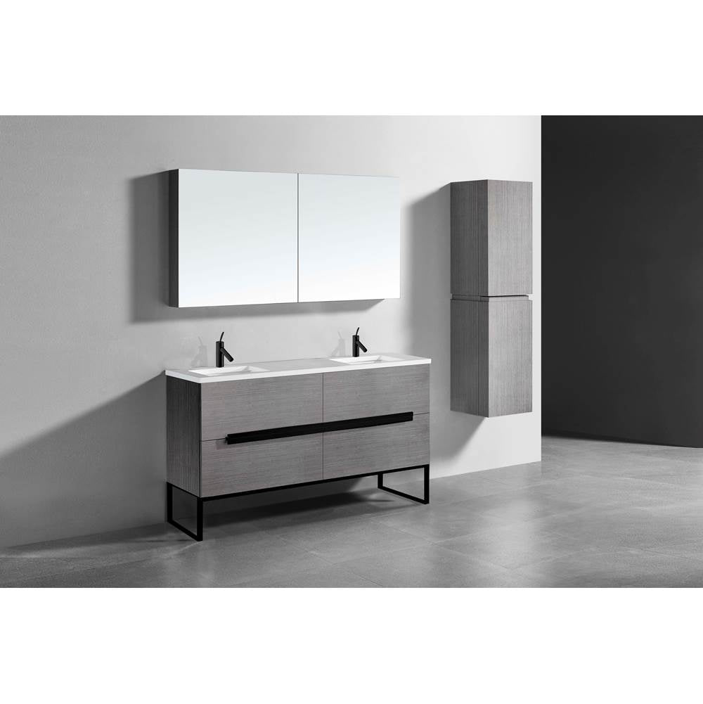 Madeli - Madeli Soho 60D'' Free standing Vanity Cabinet in Ash Grey/HW: Matte Black(MB) - Ash Gray With Matte Black