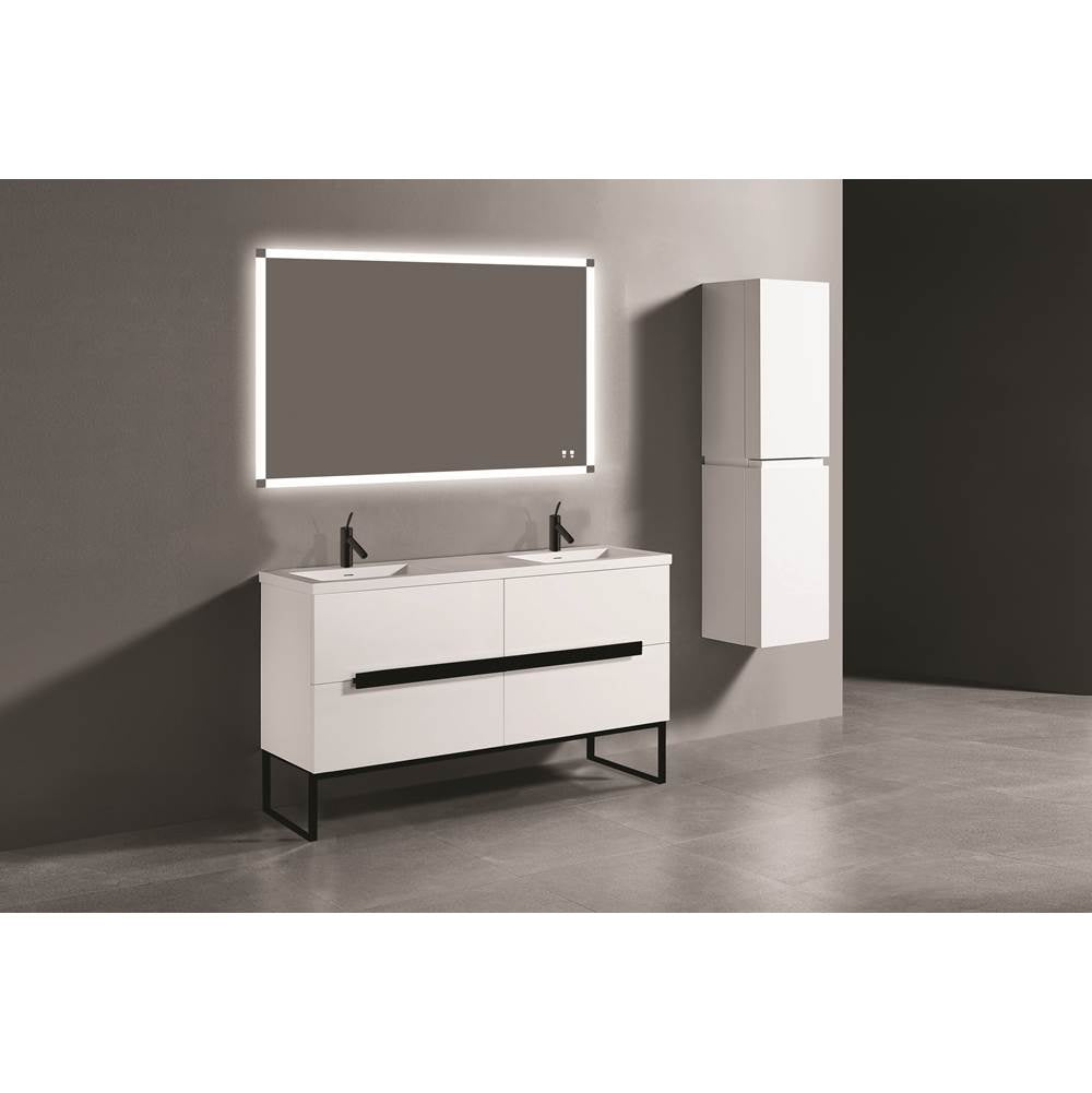 Madeli - Madeli Soho 60D'' Free standing Vanity Cabinet in White/HW: Matte Black(MB) - White With Matte Black