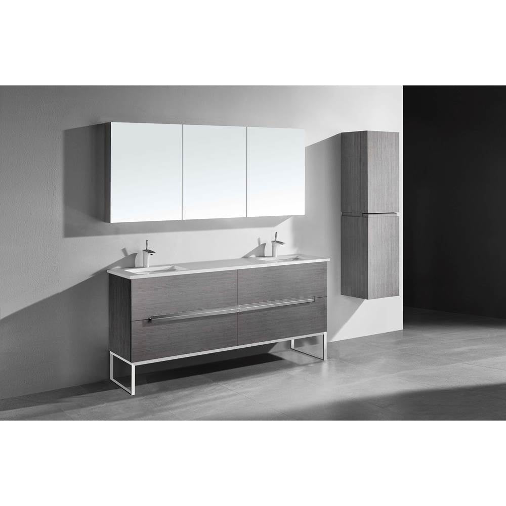 Madeli - Madeli Soho 72'' Free standing Vanity Cabinet in Ash Grey/HW: Brushed Nickel(BN) - Ash Gray With Brushed Nickel
