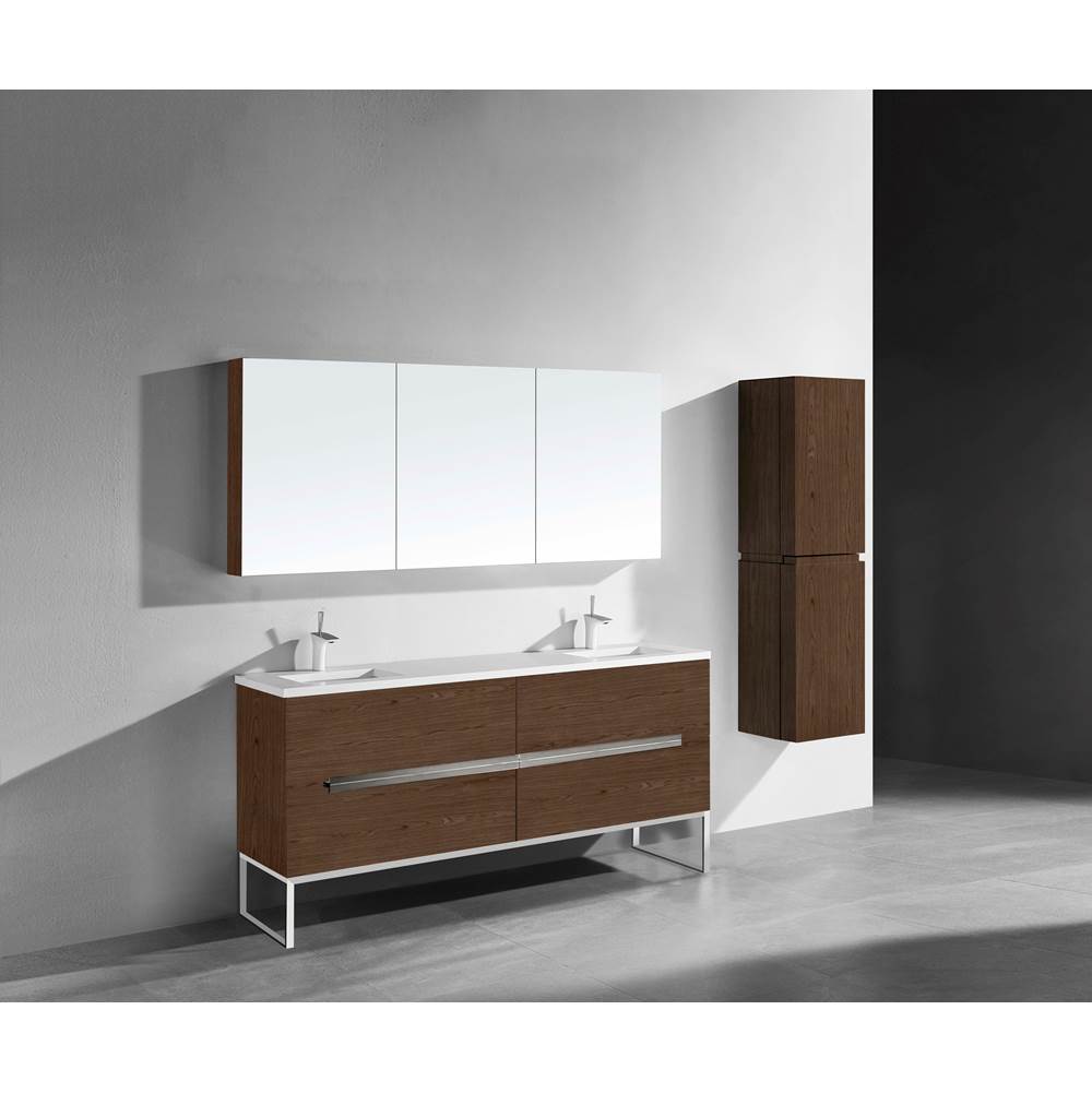 Madeli - Madeli Soho 72'' Free standing Vanity Cabinet in Brandy/HW: Brushed Nickel(BN) - Brandy With Brushed Nickel