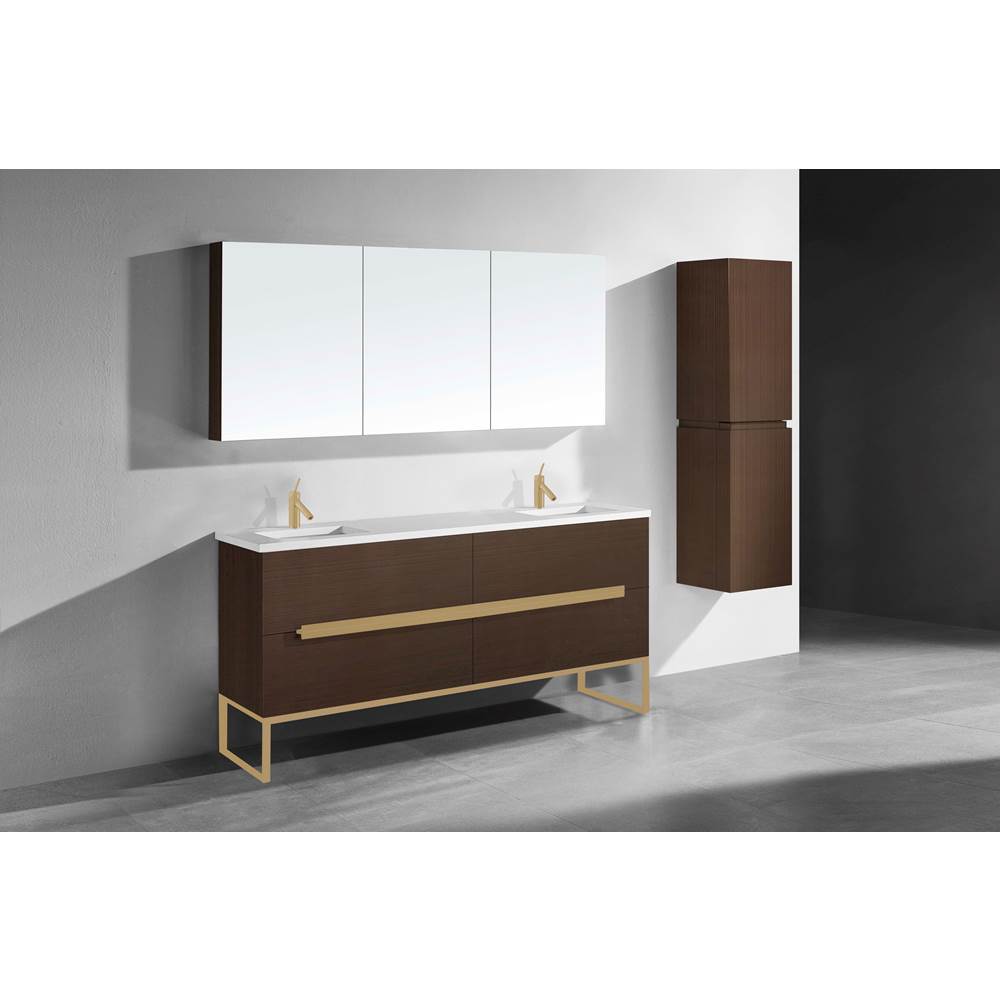 Madeli - Madeli Soho 72'' Free standing Vanity Cabinet in Walnut/HW: Satin Brass(SB) - Walnut With Satin Brass
