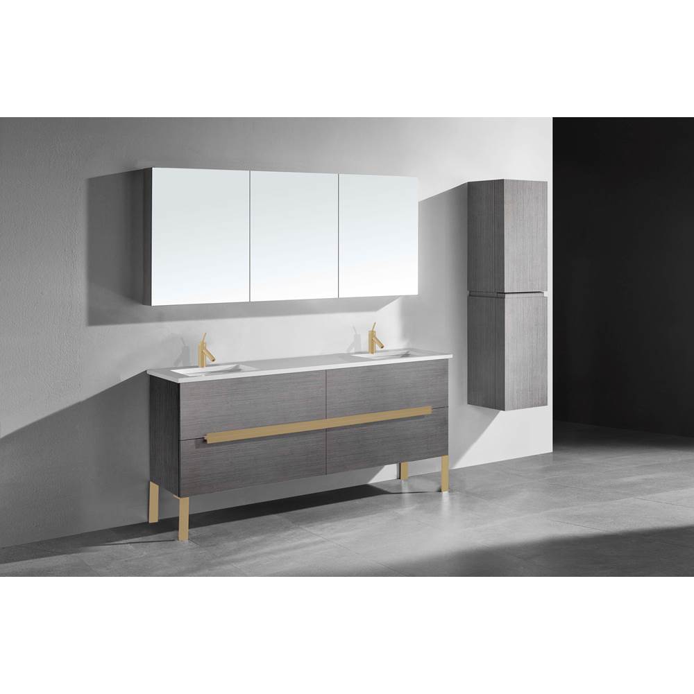 Madeli - Madeli Soho 72'' Free standing Vanity Cabinet in Ash Grey/HW: Satin Brass(SB) - Ash Gray With Satin Brass