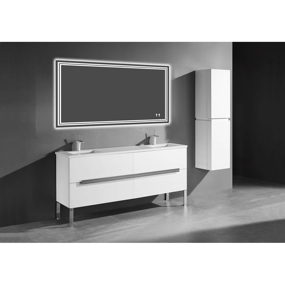 Madeli - Madeli Soho 72'' Free standing Vanity Cabinet in White/HW: Polished Chrome(PC) - White With Polished Chrome