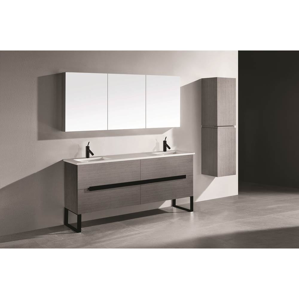 Madeli - Madeli Soho 72'' Free standing Vanity Cabinet in Ash Grey/HW: Satin Brass(SB) - Ash Gray With Satin Brass
