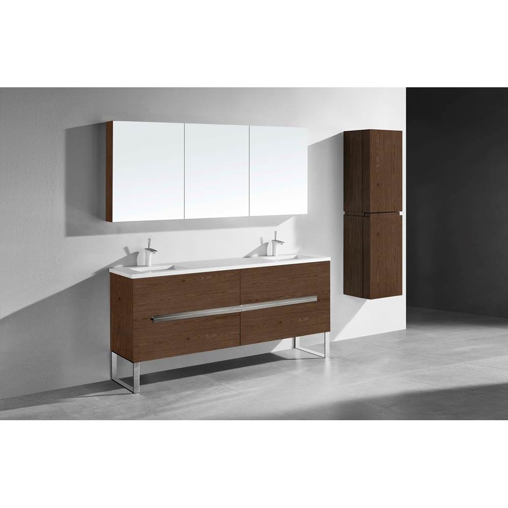 Madeli - Madeli Soho 72'' Free standing Vanity Cabinet in Brandy/HW: Brushed Nickel(BN) - Brandy With Brushed Nickel