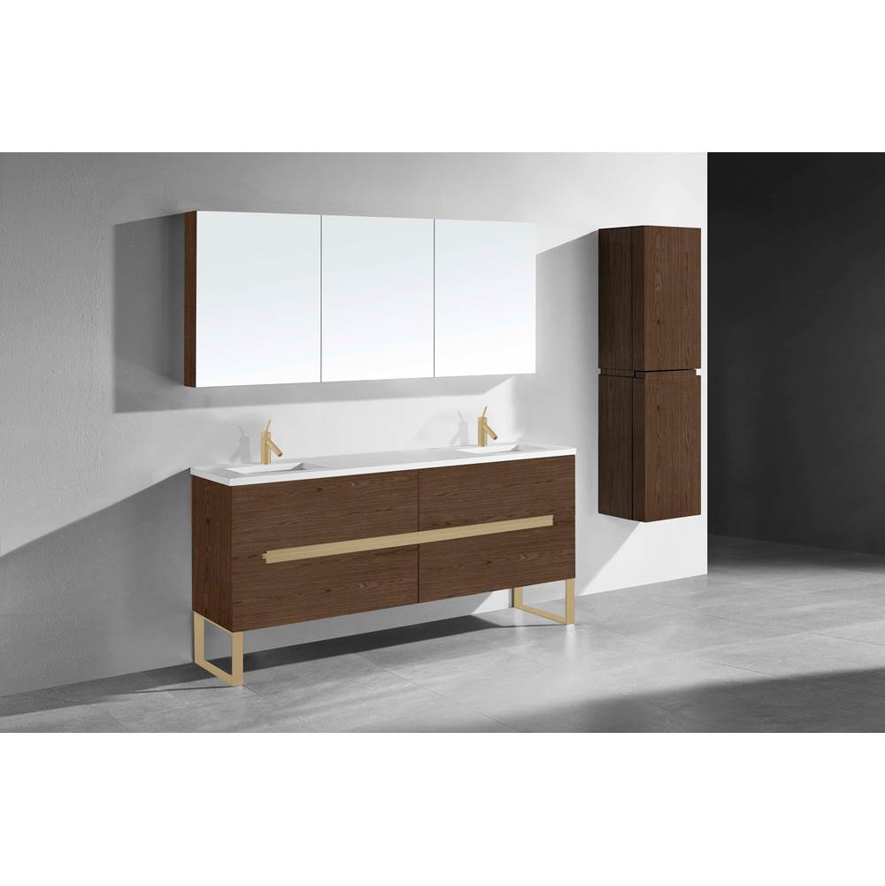 Madeli - Madeli Soho 72'' Free standing Vanity Cabinet in Brandy/HW: Satin Brass(SB) - Brandy With Satin Brass
