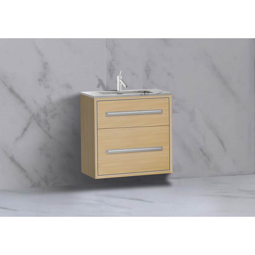 Madeli - Madeli Apogee 24'' Wall hung Vanity Cabinet in Natural Oak/HW: Matte Black(MB) - Natural Oak With Matte Black