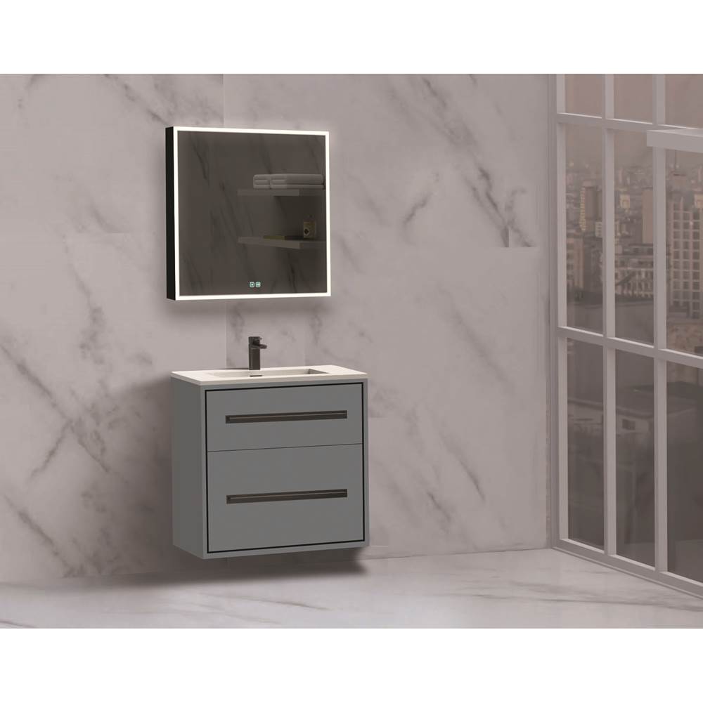 Madeli - Madeli Apogee 24'' Wall hung Vanity Cabinet in Studio Grey/HW: Polished Chrome(PC) - Studio Gray With Polished Chrome