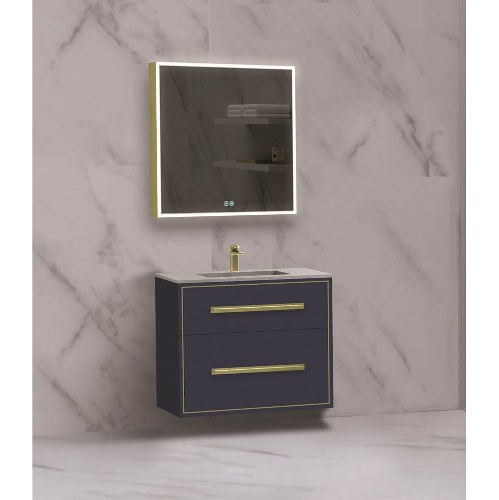 Madeli - Madeli Apogee 30'' Wall hung Vanity Cabinet in Sapphire/HW: Satin Brass(SB) - Sapphire With Satin Brass