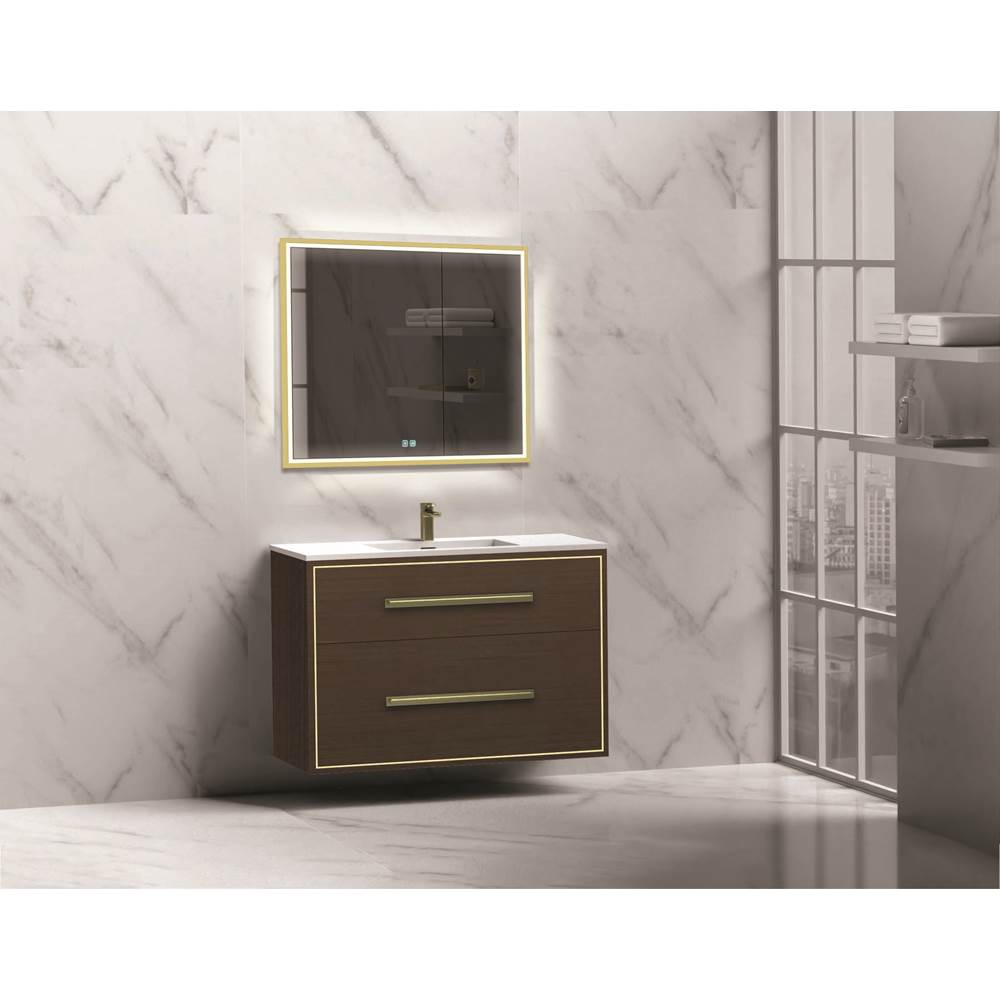 Madeli - Madeli Apogee 36'' Wall hung Vanity Cabinet in Walnut/HW: Polished Chrome(PC) - Walnut With Polished Chrome