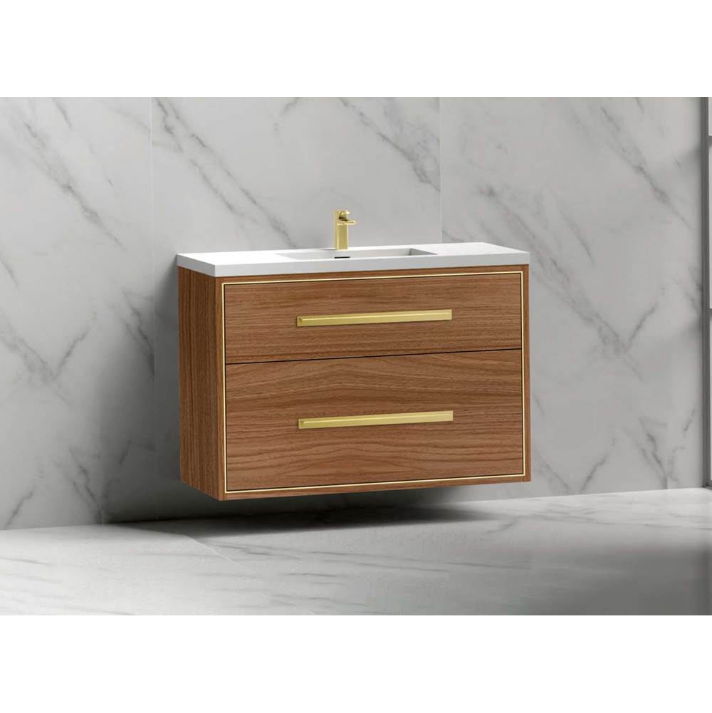 Madeli - Madeli Apogee 42'' Wall hung Vanity Cabinet in Natural Walnut/HW: Polished Nickel(PN) - Natural Walnut With Polished Nickel