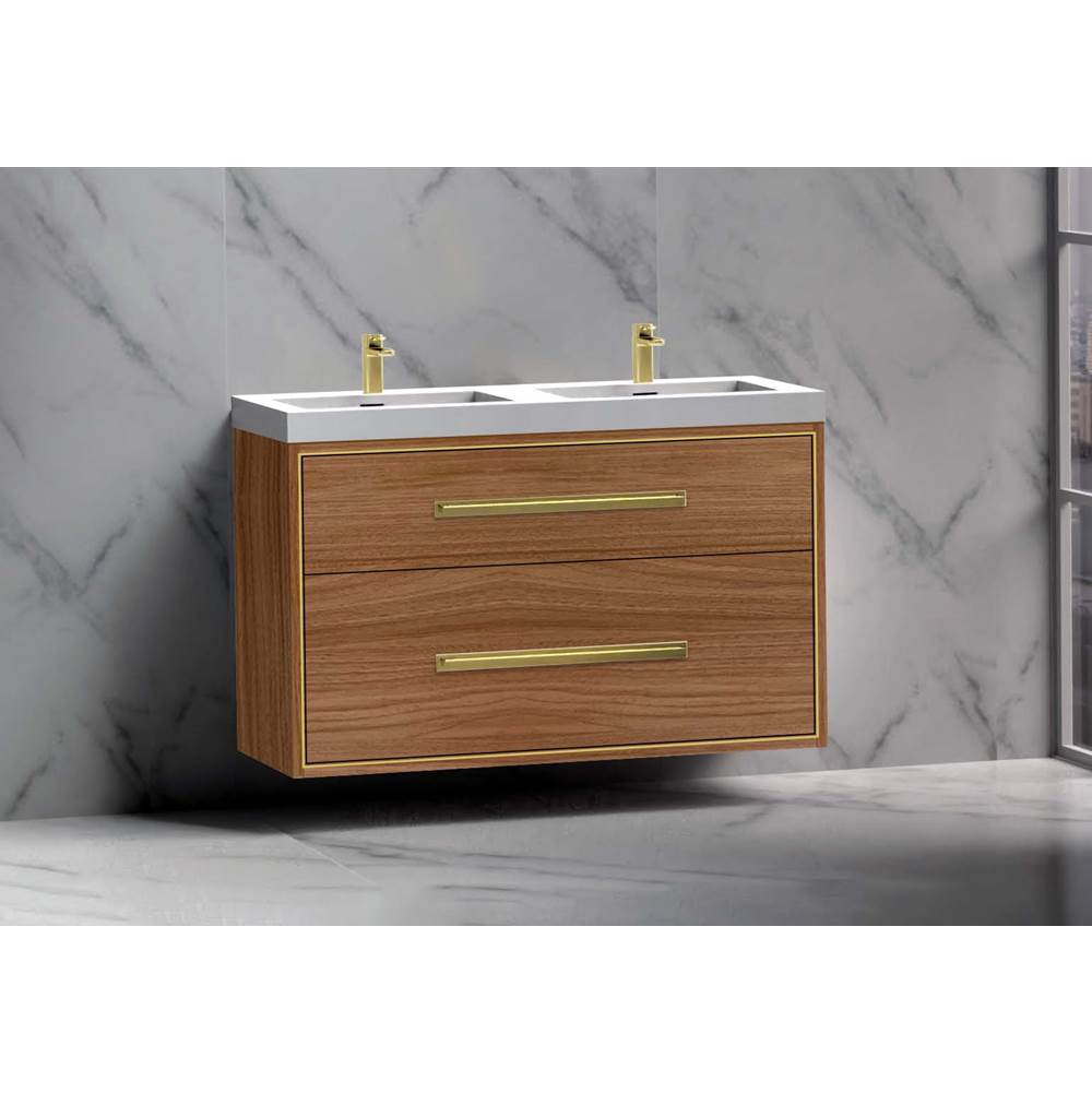 Madeli - Madeli Apogee 48D'' Wall hung Vanity Cabinet in Natural Walnut/HW: Brushed Nickel(BN) - Natural Walnut With Brushed Nickel