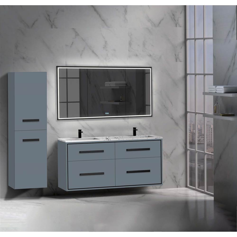 Madeli - Madeli Apogee 60D'' Wall hung Vanity Cabinet in Studio Grey/HW: Brushed Nickel(BN) - Studio Gray With Brushed Nickel