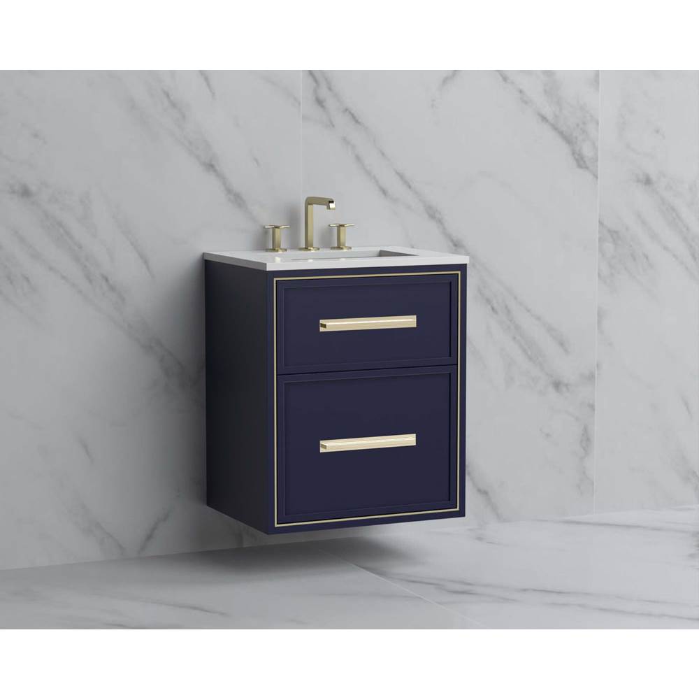 Madeli - Madeli Edge 24'' Wall hung Vanity Cabinet in Sapphire/HW: Handles Polished Chrome(PC) - Sapphire With Polished Chrome