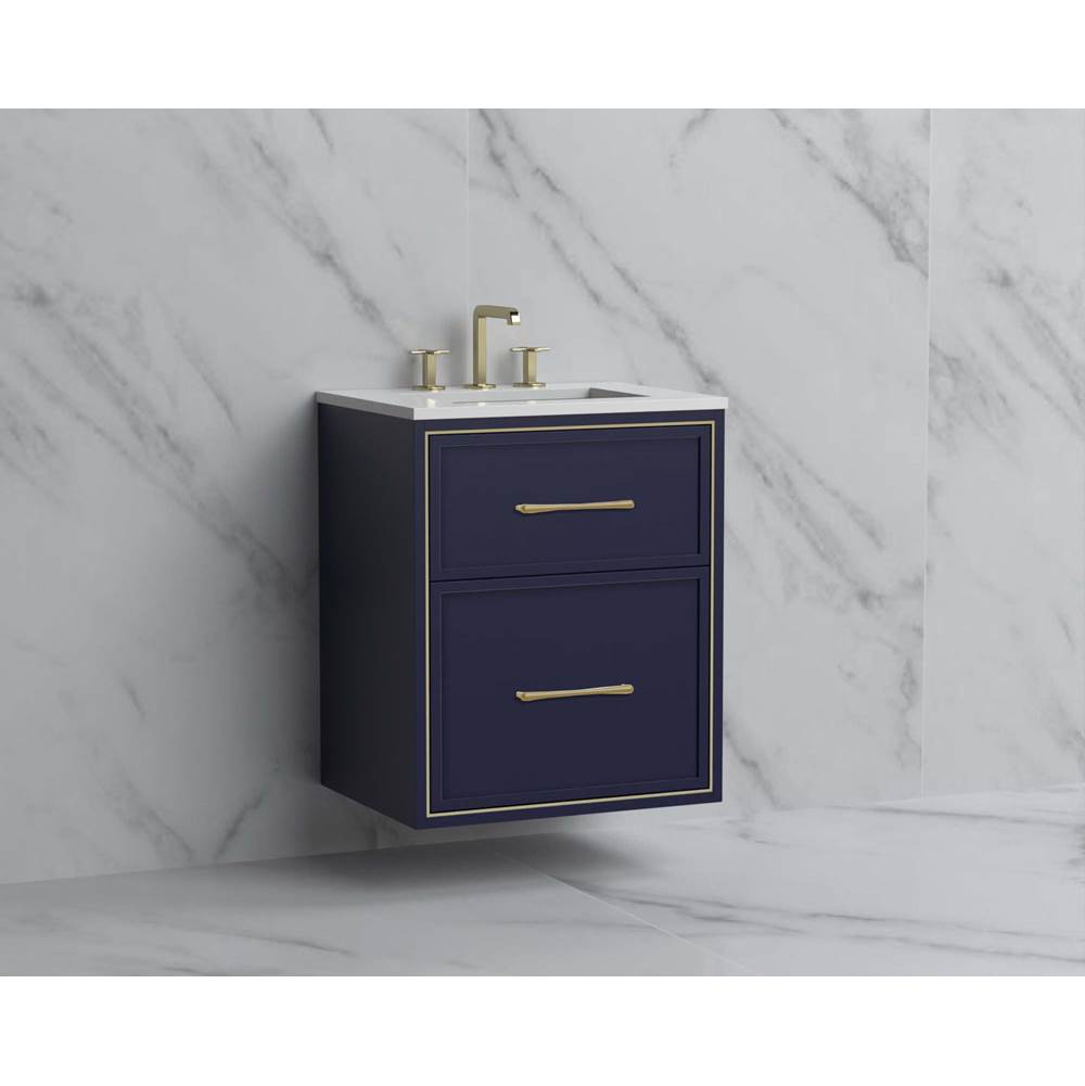 Madeli - Madeli Edge 24'' Wall hung Vanity Cabinet in Sapphire/HW: Handles Polished Chrome(PC) - Sapphire With Polished Chrome